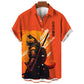 Fashion Cool Samurai Cat Graphic Shirt Japanese Style y2k Men's Streetwear Summer Casual Short Sleeve Buttons Hawaiian Shirts