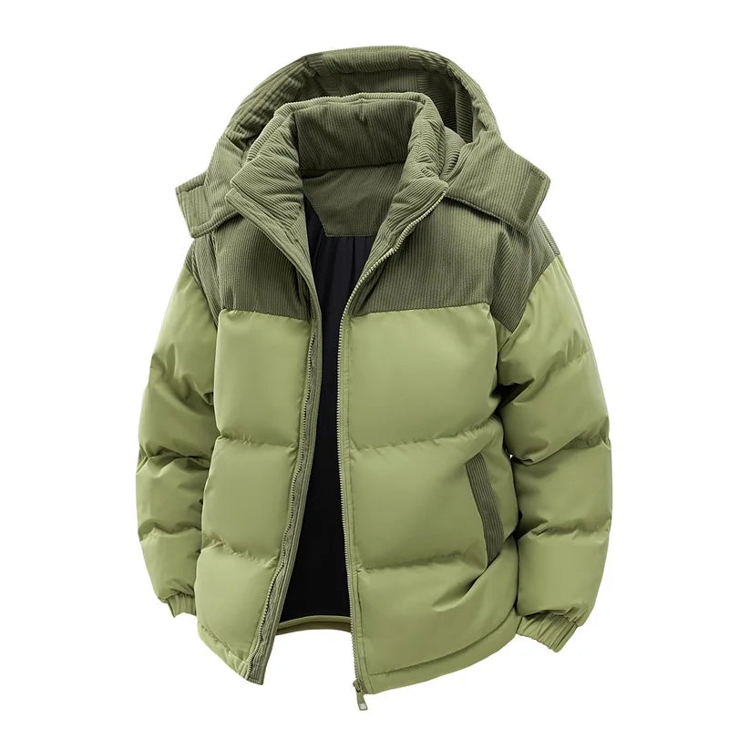 Men's Winter Thickened Cotton-Padded Jacket with Fleece Warm Cold-Proof 2025 Trendy Cotton-Padded Coat for Men