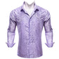 Designer Silk Shirts for Men Blue Gold Green Red White Black Paisley Embroidered Slim Fit Male Blouses Casual Long Sleeve
