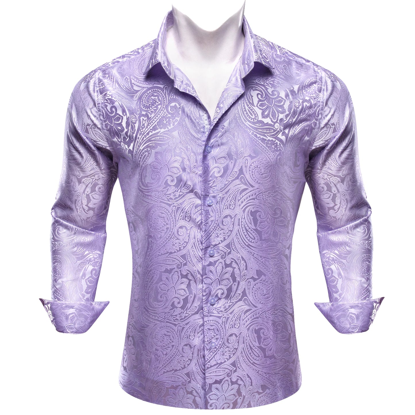 Designer Silk Shirts for Men Blue Gold Green Red White Black Paisley Embroidered Slim Fit Male Blouses Casual Long Sleeve